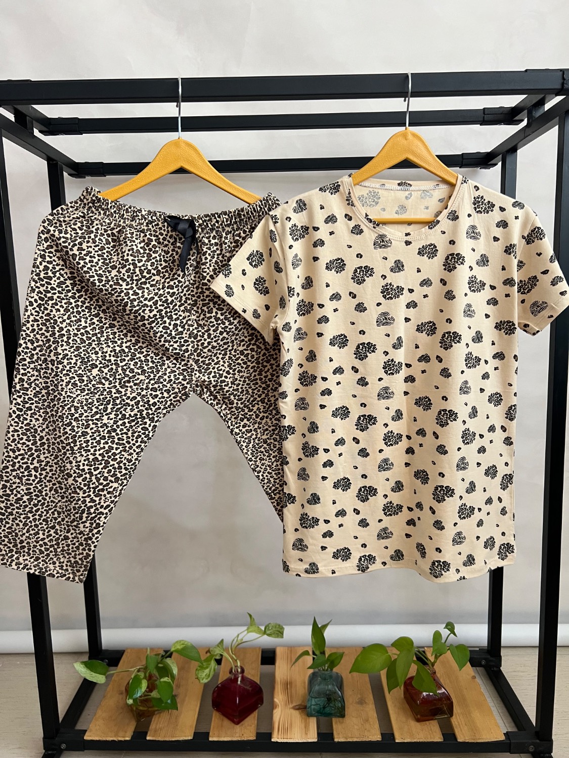 تیشرت شلوارک زنانه پلنگی فری سایز